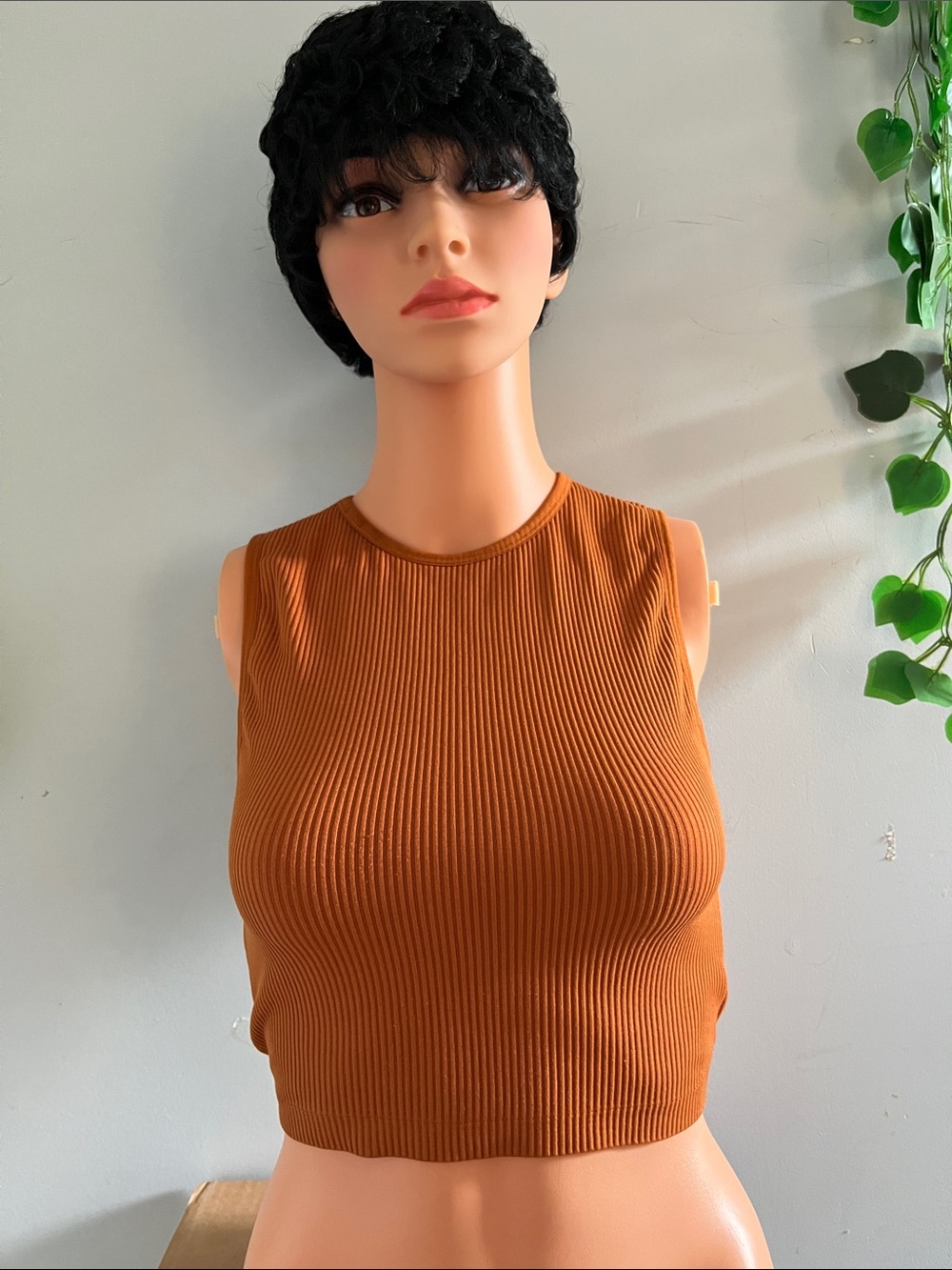 Spiritual Gangster Ribbed Open-Back Crop Top - Rust - Picture 2 of 6